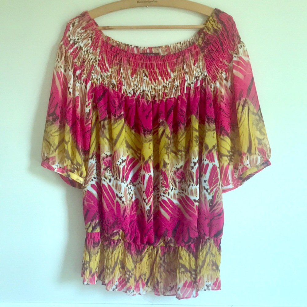 ALFANI VERSATILE EMBROIDERED OFF SHOULDER TOP